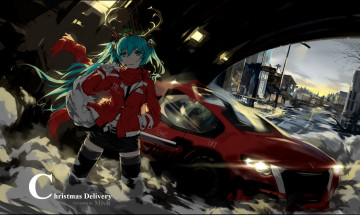 Картинка аниме vocaloid новый год автомобиль арт miyisti-c hatsune miku