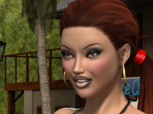 Картинка 3д+графика портрет+ portraits фон взгляд девушка