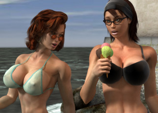 Картинка 3д+графика люди+ people фон взгляд девушки грудь