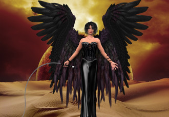 Картинка 3д+графика существа+ creatures фон крылья планета демон девушка взгляд