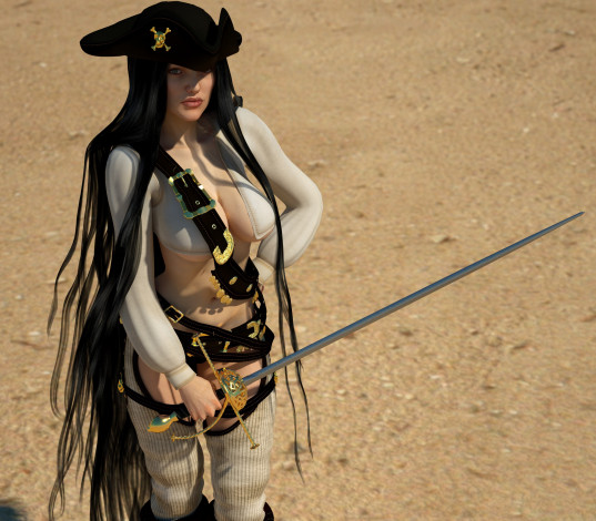 Обои картинки фото 3д графика, фантазия , fantasy, фон, шпага, взгляд, девушка