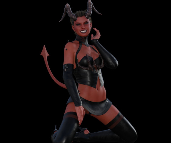 Обои картинки фото 3д графика, существа , creatures, фон, взгляд, кастаника, улыбка, суккуб