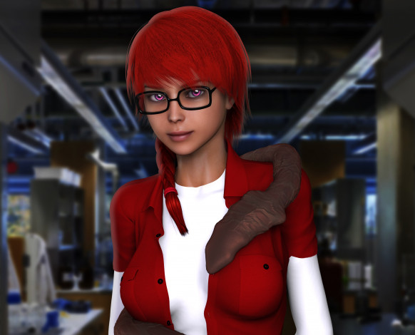 Обои картинки фото 3д графика, фантазия , fantasy, рыжая, фон, взгляд, девушка