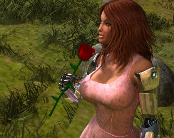 Обои картинки фото 3д графика, _science fiction, роза, фон, взгляд, девушка