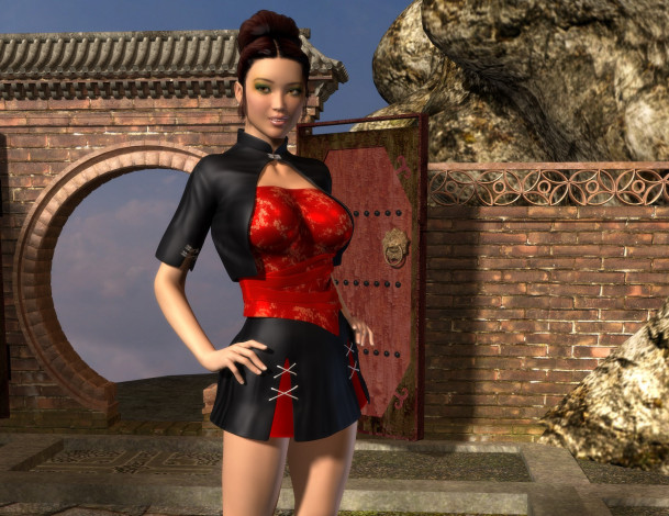 Обои картинки фото 3д графика, люди , people, фон, взгляд, девушка