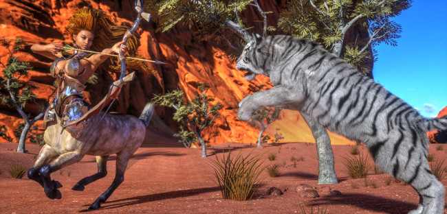 Обои картинки фото 3д графика, существа , creatures, тигр, кентавр