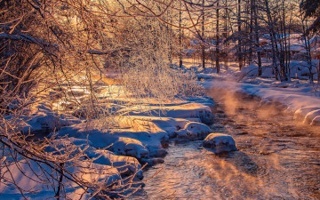 Картинка природа реки озера снег деревья