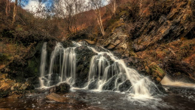 Обои картинки фото природа, водопады, лес, река, водопад