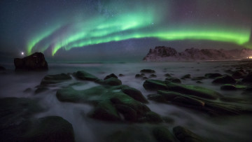 Картинка природа северное+сияние простор