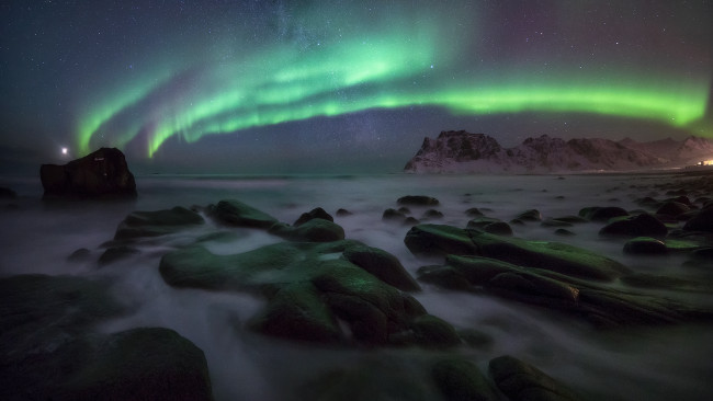 Обои картинки фото природа, северное сияние, простор