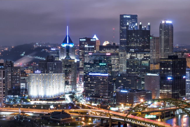 Обои картинки фото pittsburgh, города, питтсбург , сша, небоскребы, панорама