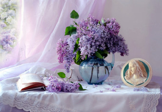 Картинка цветы сирень книга букет