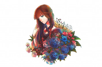 Картинка аниме unknown +другое+ девушка цветы