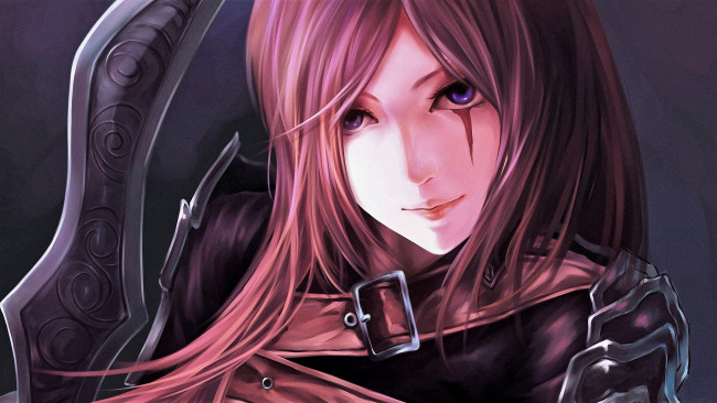 Обои картинки фото видео игры, league of legends, katarina, лицо, оружие