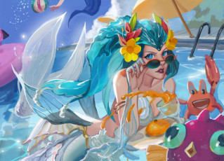 Картинка видео+игры league+of+legends русалка краб бассейн nami