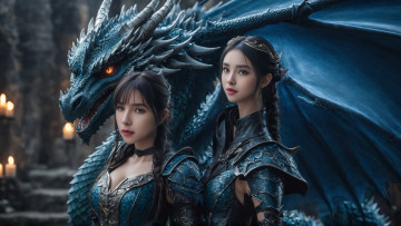 Картинка 3д+графика фантазия+ fantasy нейросети графика нейроарт ai art нейронные сети рисунки нейро искусство девушка дракон