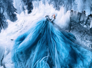 обоя разное, компьютерный дизайн, девушка, шапка, платье, юбка, лед, пещера