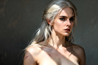 обоя рисованное, люди, девушка, блондинка, лицо, плечи, раны