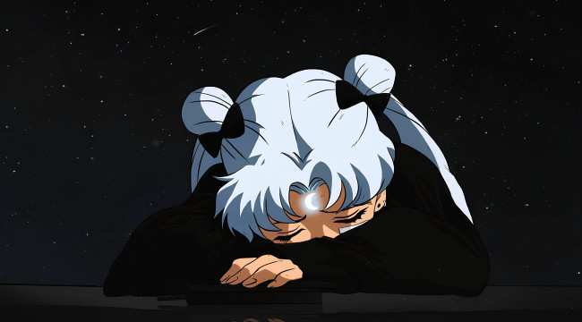 Обои картинки фото аниме, sailor moon, девочка, знак, печаль, ночь, звезды