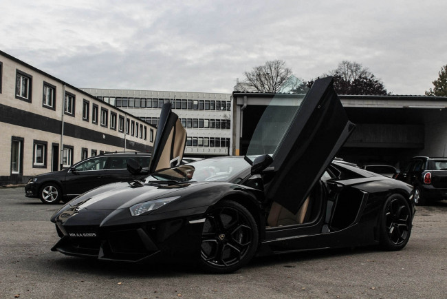 Обои картинки фото автомобили, выставки, уличные, фото, black, lp700-4, aventador, lamborghini