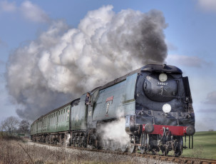 Картинка техника паровозы паровоз дым вагоны