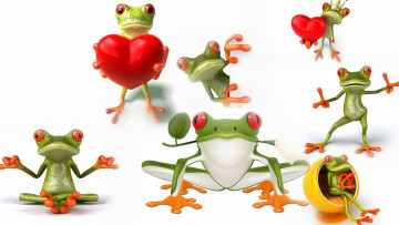 обоя 3д графика, animals , животные, лягушки