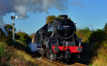 Картинка техника паровозы пассажирский состав вагоны железная дорога рельсы паровоз