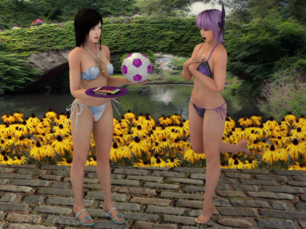 Обои картинки фото 3д графика, anime , аниме, мяч, девушка