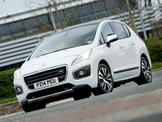 Обои картинки фото автомобили, peugeot, 3008, hybrid4, светлый, 2014, uk-spec