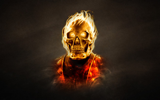 Обои картинки фото mortal kombat, видео игры, mortal kombat , 2011, огонь, скорпион, без, маски, ninja, череп, скелет, mortal, kombat, scorpion