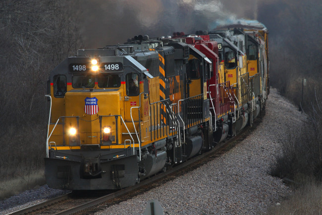 Обои картинки фото техника, поезда, состав, вагоны, локомотив, железная, дорога, рельсы