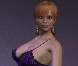 Картинка 3д+графика люди+ people девушка рыжая фон взгляд