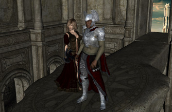 Картинка 3д+графика фантазия+ fantasy фон взгляд девушка рыцарь