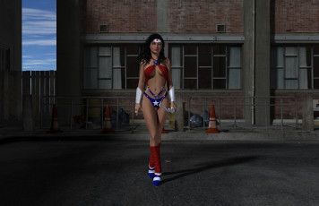 Картинка amazon+arrow 3д+графика фантазия+ fantasy девушка взгляд фон