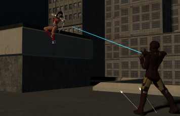 Картинка amazon+arrow 3д+графика фантазия+ fantasy девушка взгляд фон оружие киборг