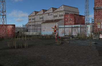 Картинка amazon+arrow 3д+графика фантазия+ fantasy девушка взгляд фон рыжая лук