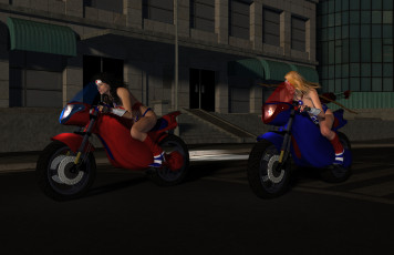 Картинка amazon+arrow 3д+графика фантазия+ fantasy девушки взгляд фон мотоциклы