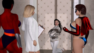 Картинка amazon+arrow 3д+графика фантазия+ fantasy девушки взгляд фон разговор