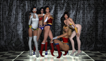 Картинка amazon+arrow 3д+графика фантазия+ fantasy девушки взгляд фон штора