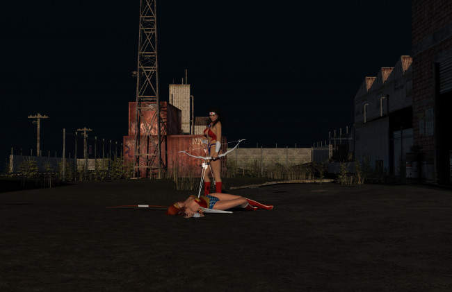 Обои картинки фото amazon arrow, 3д графика, фантазия , fantasy, девушка, взгляд, фон, лук