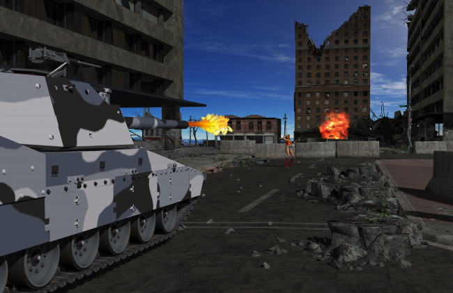 Обои картинки фото amazon arrow, 3д графика, фантазия , fantasy, девушка, взгляд, фон, танк, выстрел