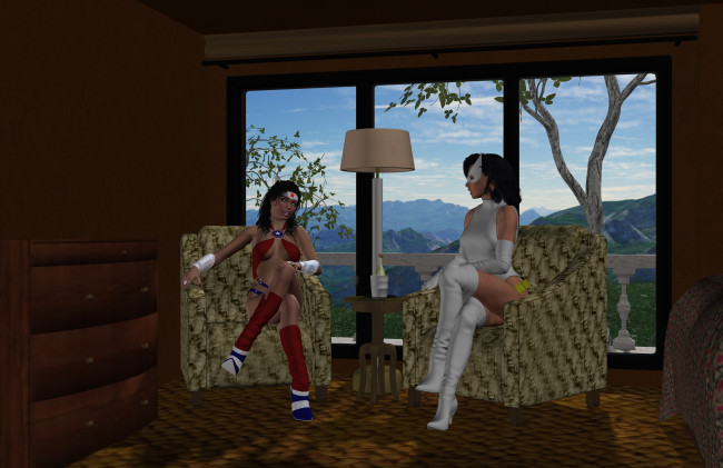 Обои картинки фото amazon arrow, 3д графика, фантазия , fantasy, девушки, взгляд, фон, разговор