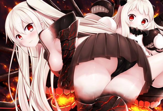 Обои картинки фото аниме, kantai collection, aircraft, carrier, hime, northern, ocean, kaho, okashii, девушки, kantai, collection