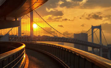 Картинка города -+мосты город закат мосты дома здания