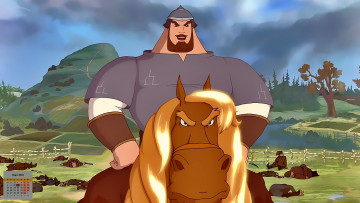 Картинка календари кино +мультфильмы 2018 мужчина богатырь конь взгляд