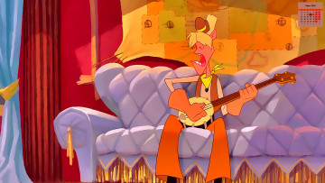 Картинка календари кино +мультфильмы 2018 парень гитара диван