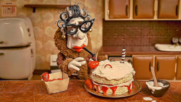 Картинка календари кино +мультфильмы 2018 женщина очки торт клубника бигуди