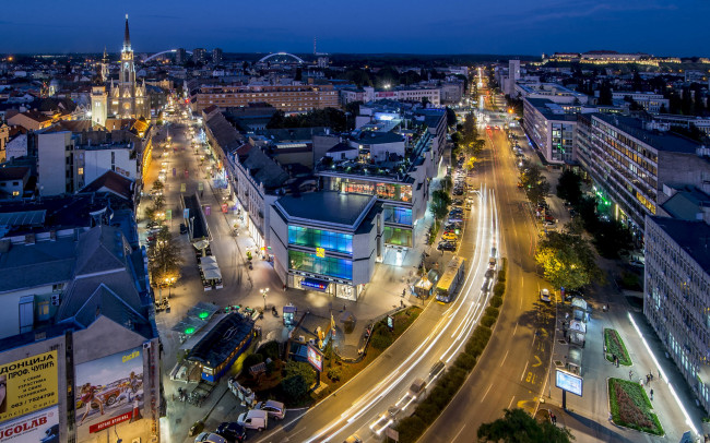 Обои картинки фото novi sad centar, города, - огни ночного города, простор