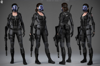 Картинка 3д+графика фантазия+ fantasy взгляд девушка оружие фон