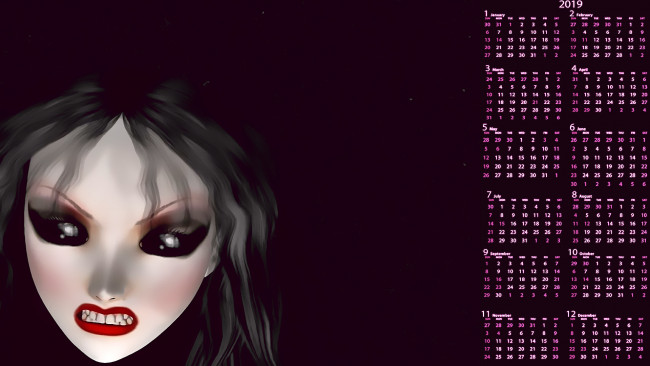 Обои картинки фото календари, фэнтези, лицо, гримаса